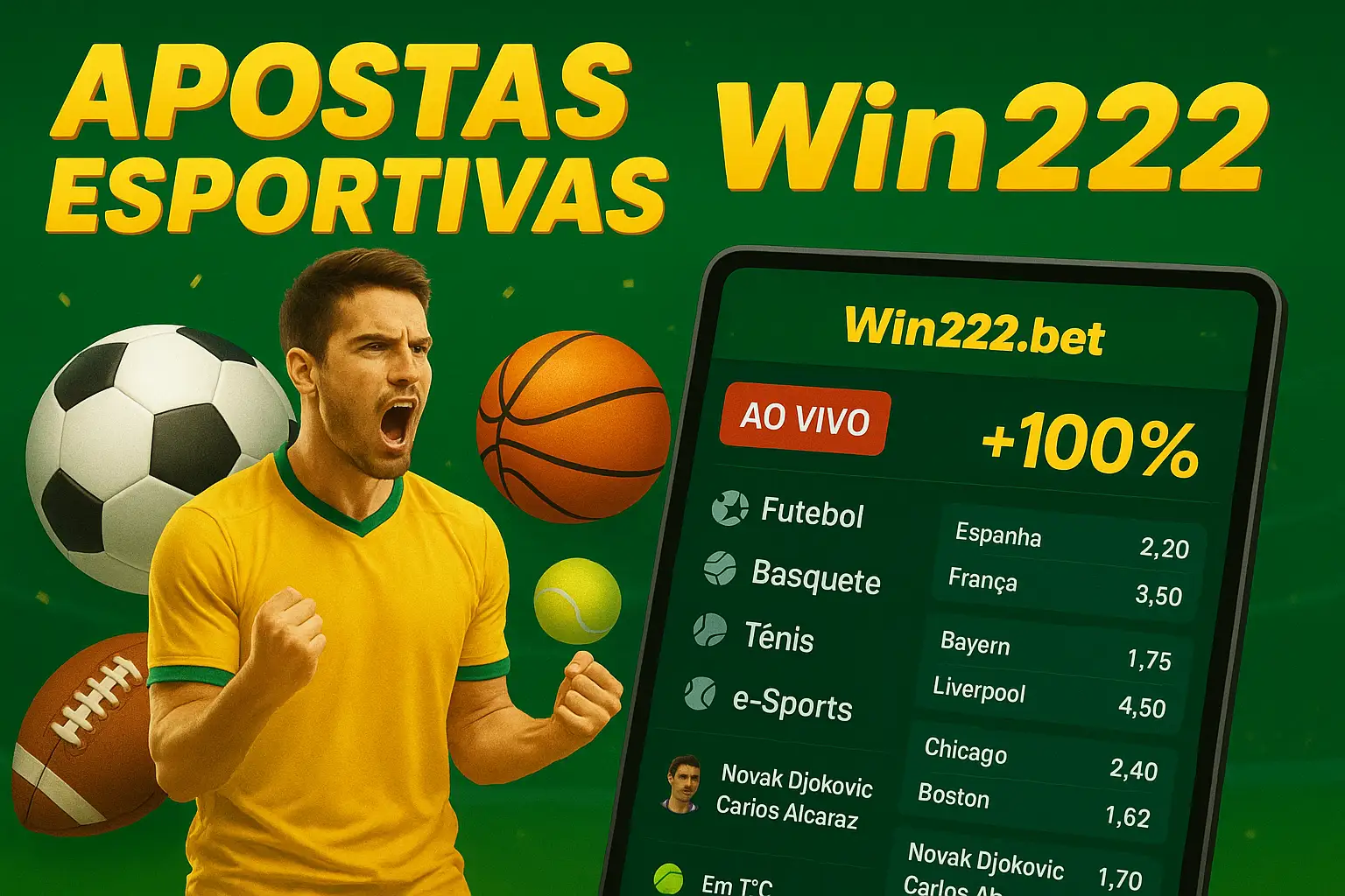 Aposte em apostas esportivas no cassino online Win222